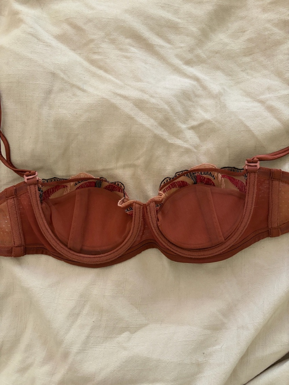 La Perla Rust Red Embroidered Balconette Bra - Picture 6 of 8